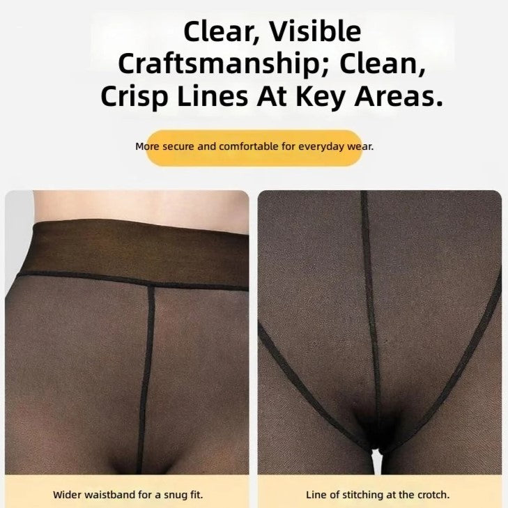 Fleece-Lined Sheer-Look Thermal Stockings