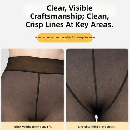 Fleece-Lined Sheer-Look Thermal Stockings