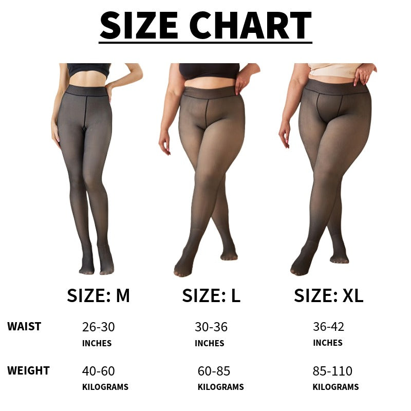 Fleece-Lined Sheer-Look Thermal Stockings
