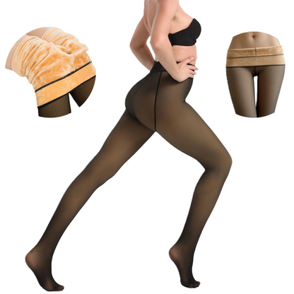 Fleece-Lined Sheer-Look Thermal Stockings